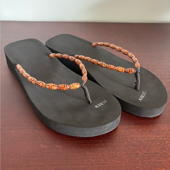 J. Crew Shoes - J.Crew Women's Size 9US Beaded Strap Black Platform Flip Flops